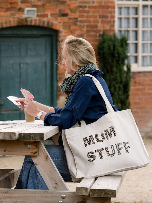Mum Stuff Tote Bag - Natural/Animal Print