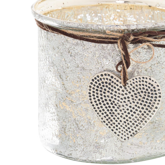 Hammered Heart Large Candle Holder