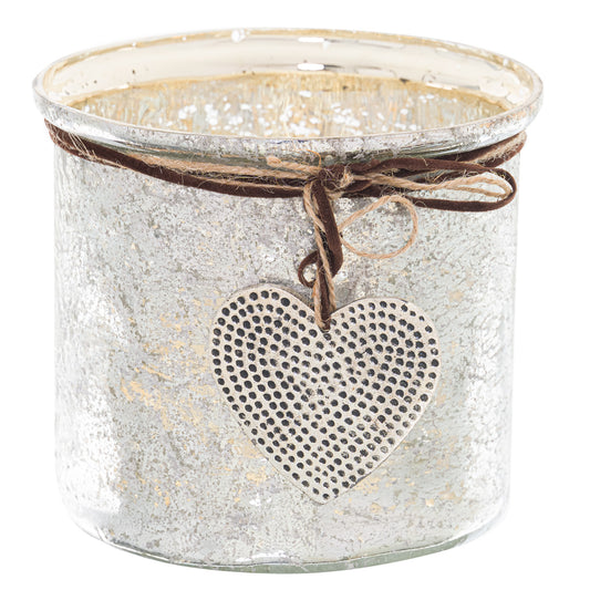 Hammered Heart Small Candle Holder