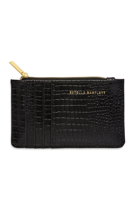 Estella Bartlett Black Croc Card Purse- Estella Bartlett