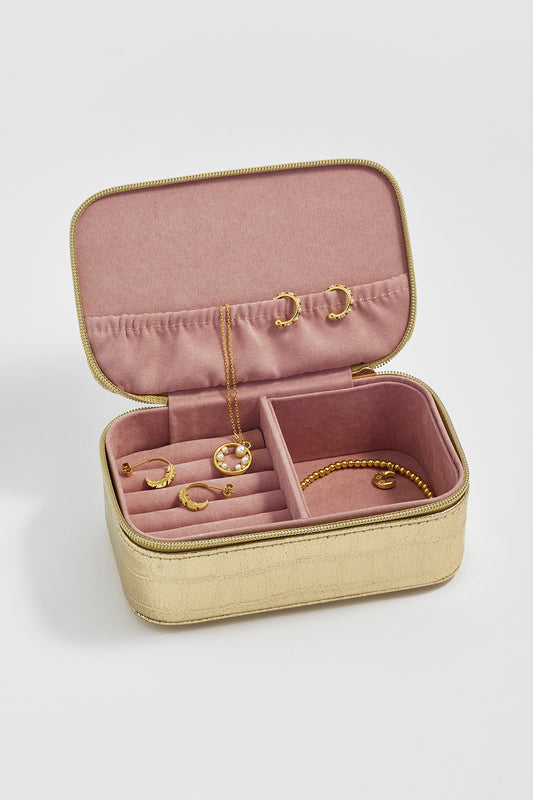 Estella Bartlett Gold Croc Jewellery Box - small
