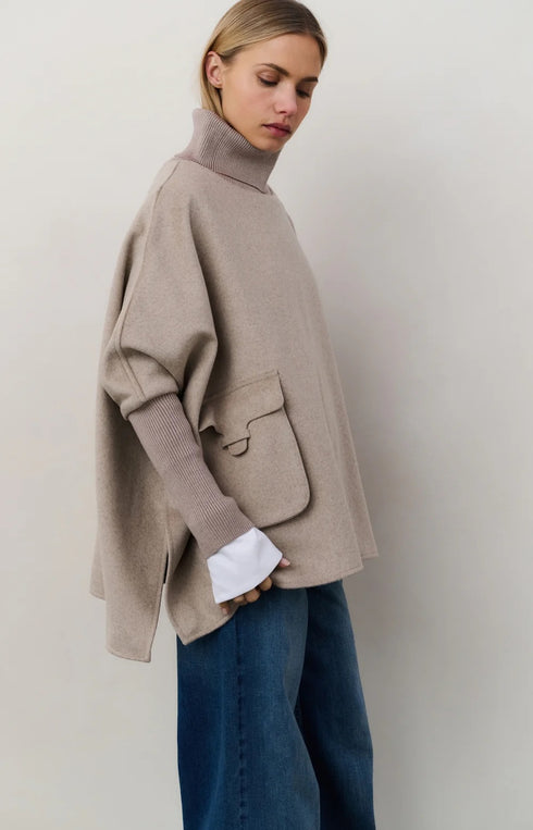 Yaya Poncho with Ribbed Sleeve Detail