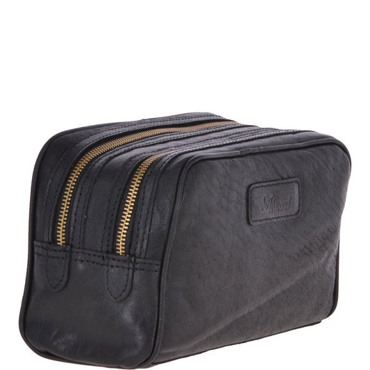 Leather Washbag - Black