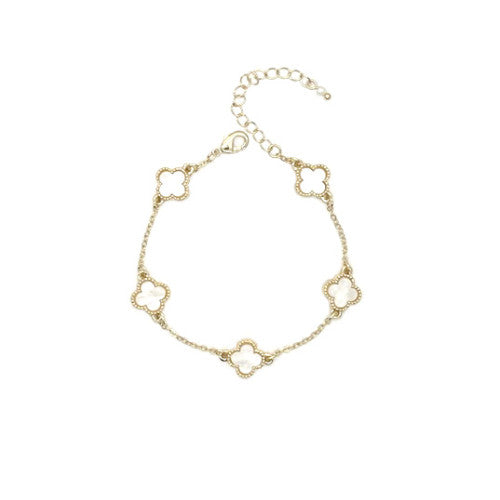 Clover Shaped Ivory/Gold Bracelet