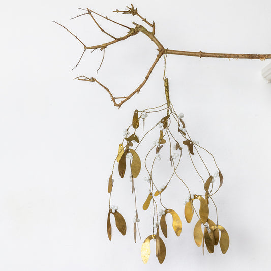 White Berry and Gold Hanging Misteltoe