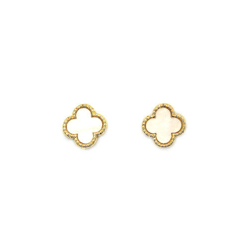 Clover Shaped Earrings- Ivory/Gold