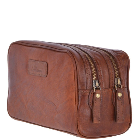 Leather Washbag - Brandy